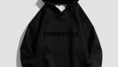 Black Text Essentials Hoodie