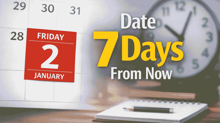 Calendar showing the date 7 days from today highlighted for a quick deadline check