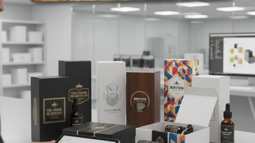 custom printed beard oil boxes